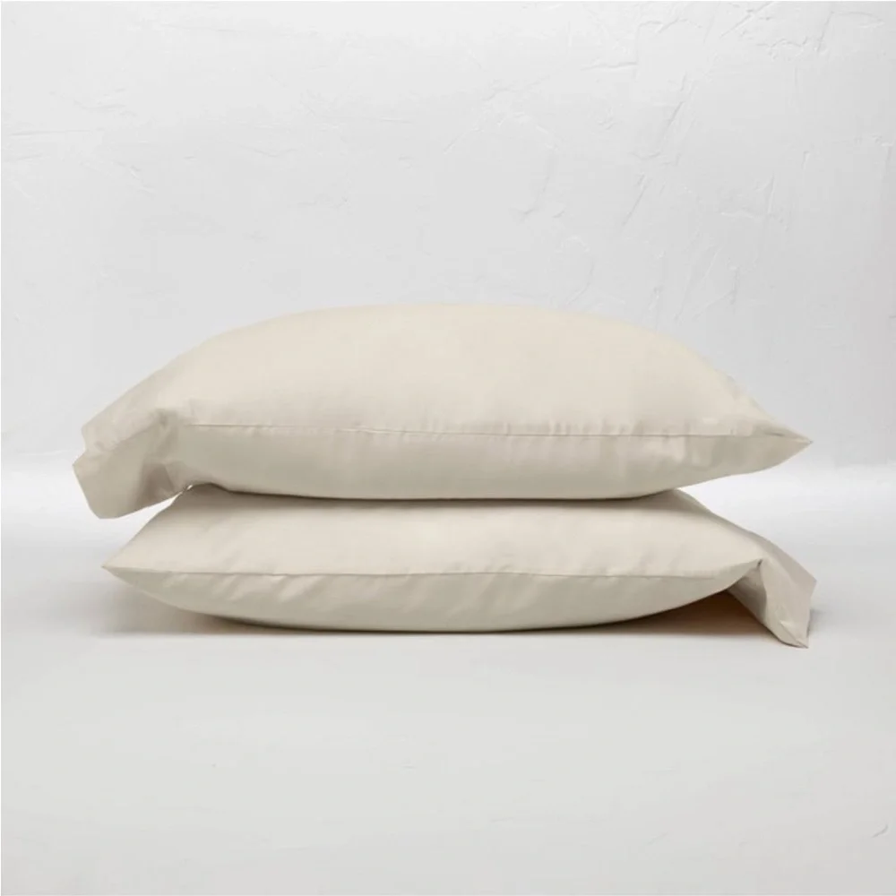 King 300 Thread Count Temperature Regulating Pillowcase Set Natural New